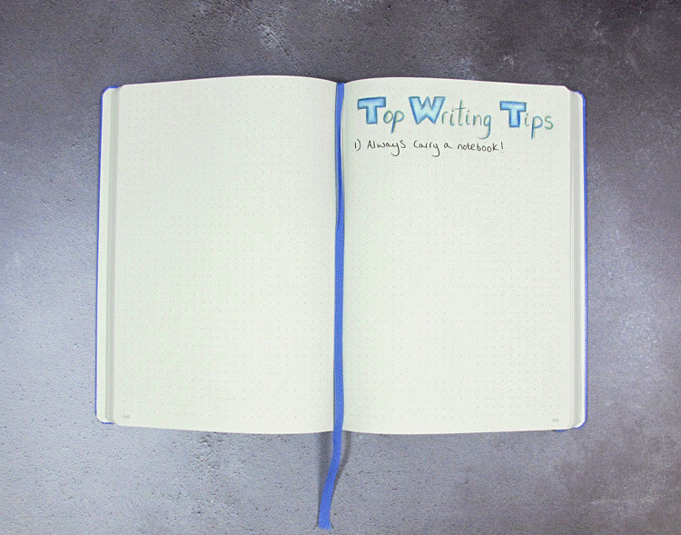 Top ten writing tips in a notebook