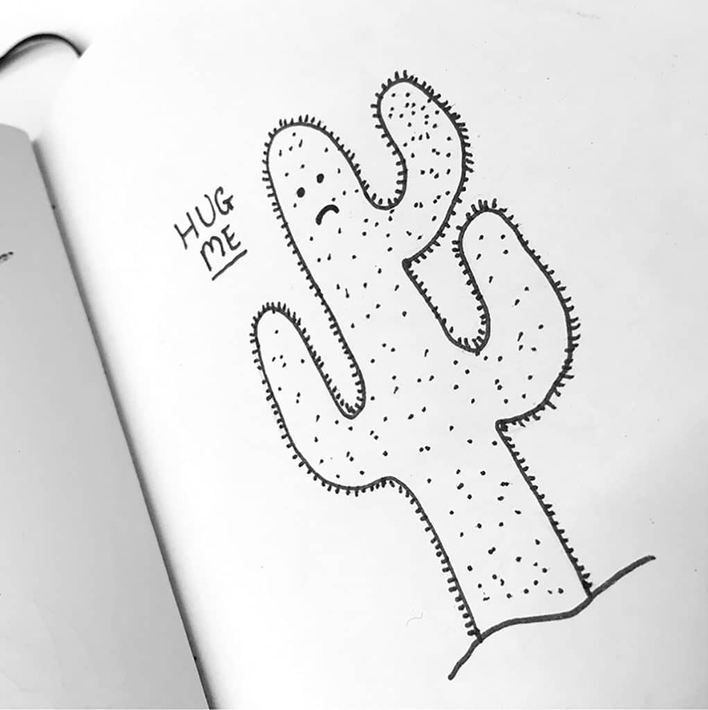 hug a cactus! doodle