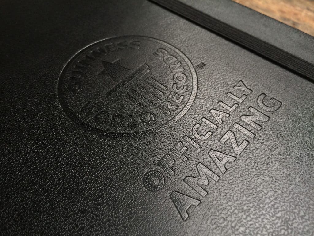 Guinness World Records branded moleskine notebook logo