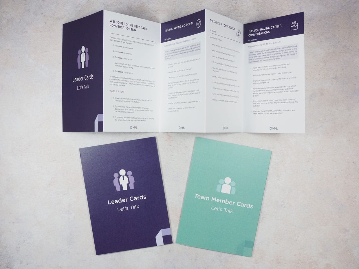 Z cards as part of the stationery sets containing conversational prompts to assist with staff appraisals.